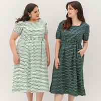 Roseanne Square Neckline Midi Dress In Navy Floral