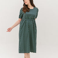 Roseanne Square Neckline Midi Dress In Navy Floral