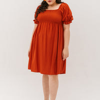 Shelley Smocked Dress In Vermillion