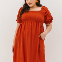 Shelley Smocked Dress In Vermillion