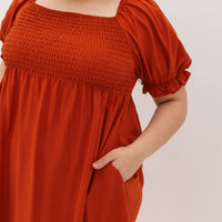 Shelley Smocked Dress In Vermillion