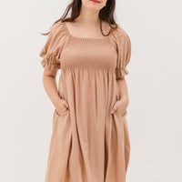 Shelley Smocked Dress In Sand