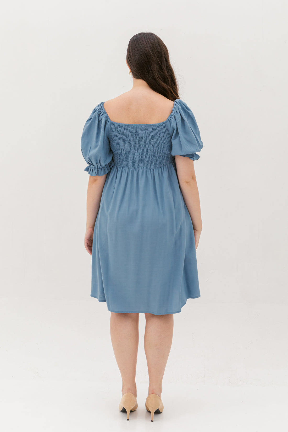 Shelley Smocked Dress In Slate Blue