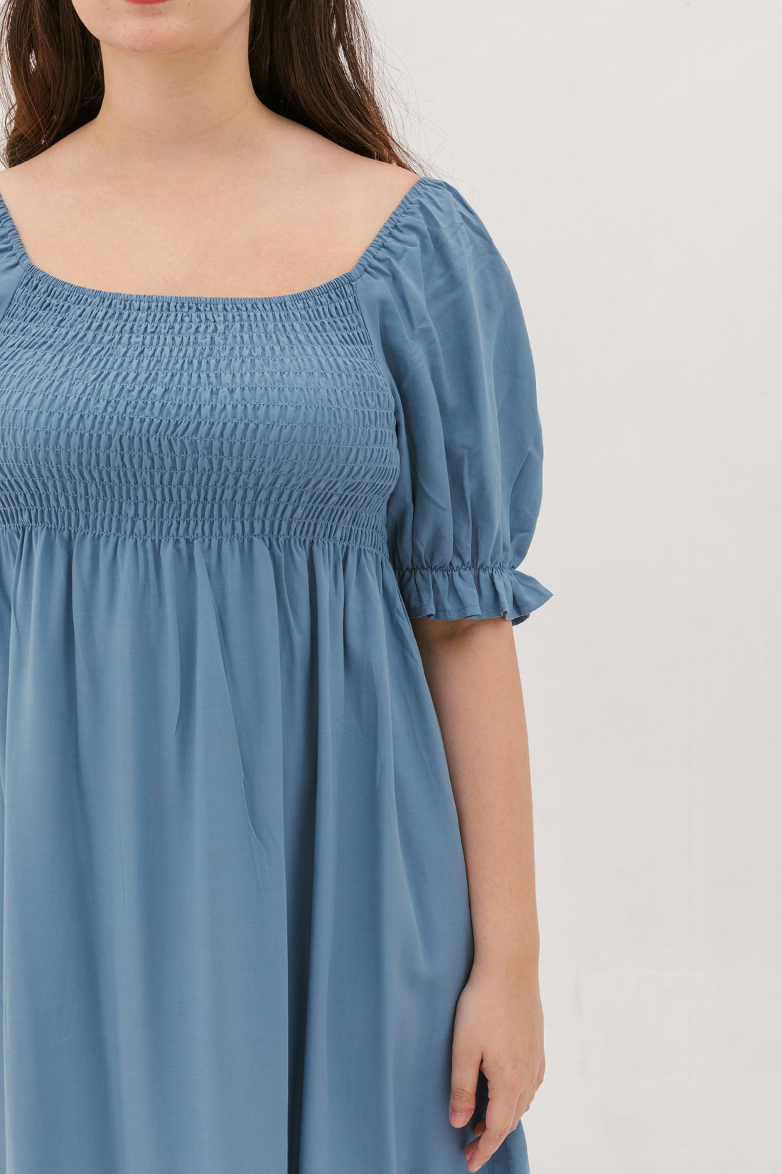 Shelley Smocked Dress In Slate Blue