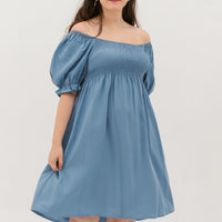 Shelley Smocked Dress In Slate Blue