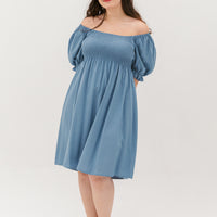 Shelley Smocked Dress In Slate Blue