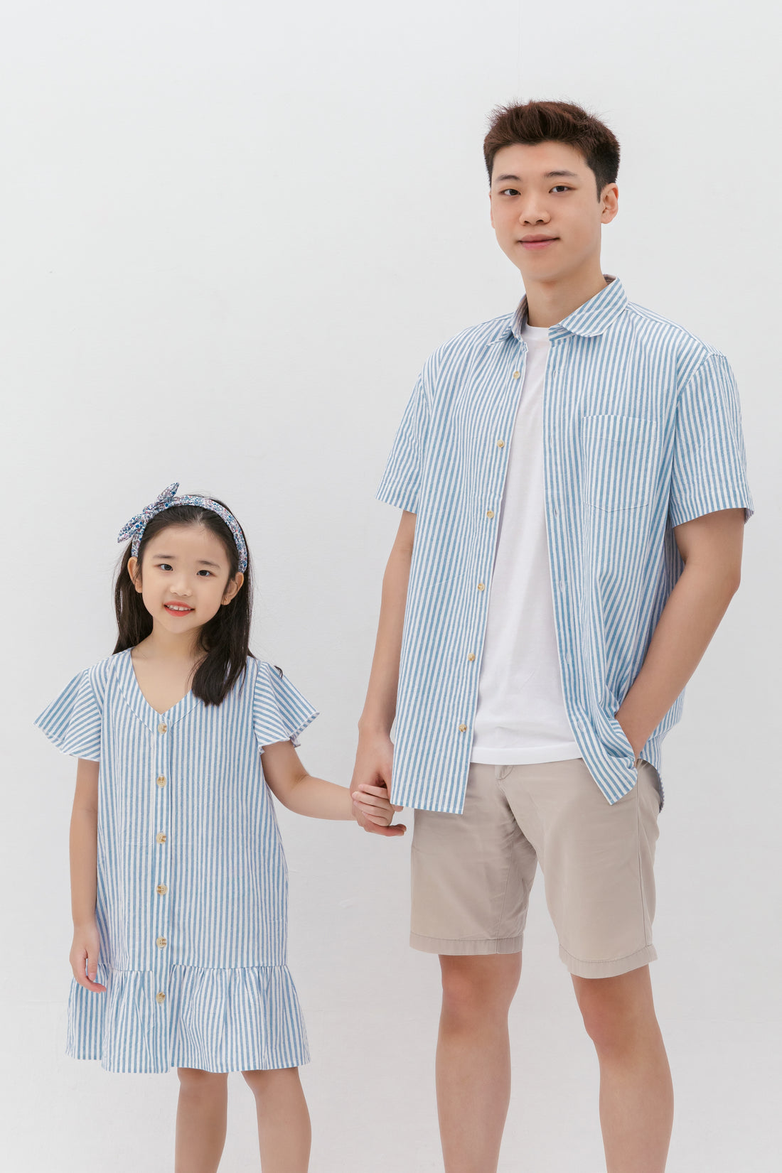 Edmund Button Shirt In Blue Stripes