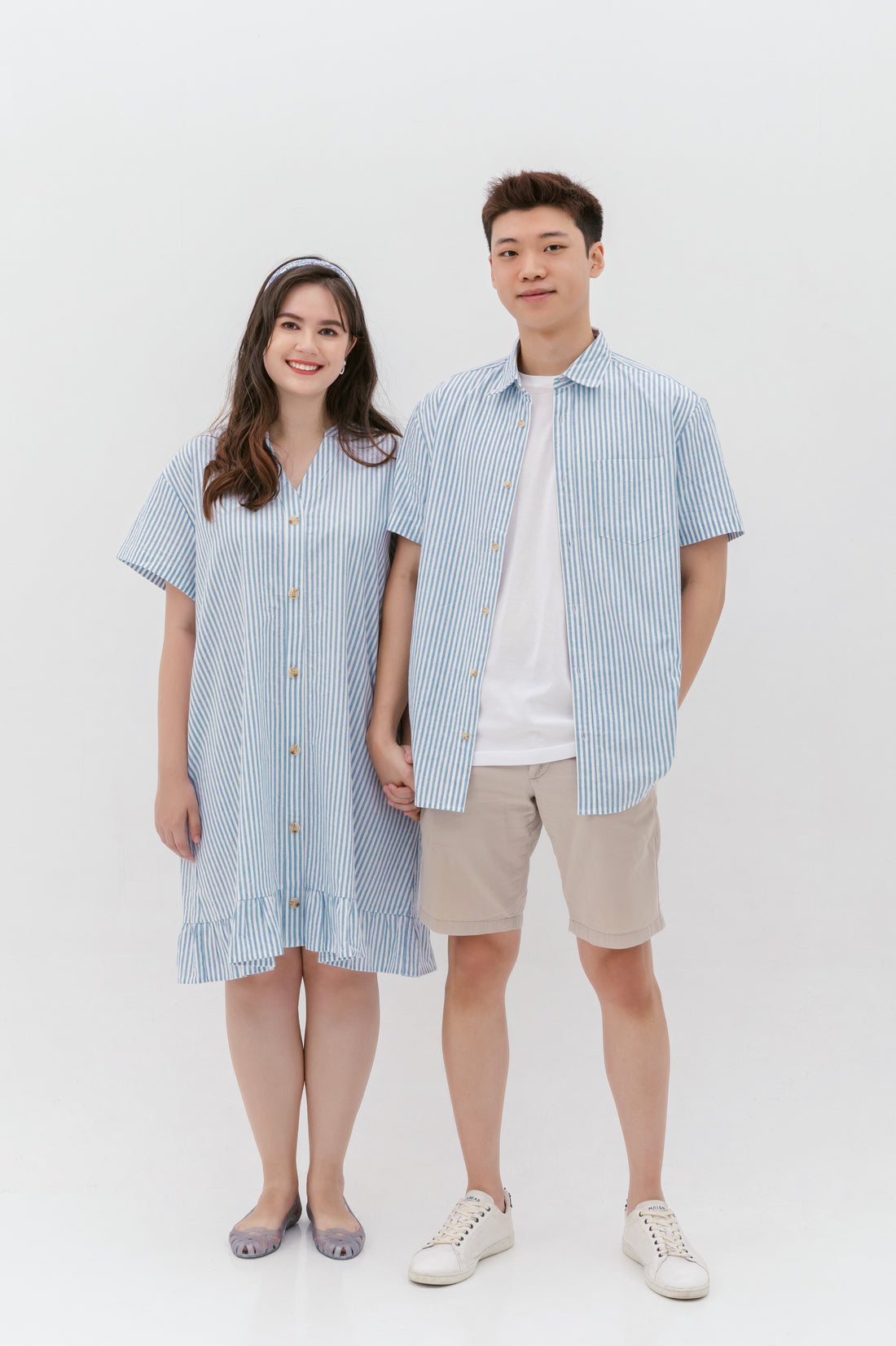 Edmund Button Shirt In Blue Stripes