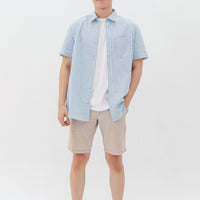 Edmund Button Shirt In Blue Stripes