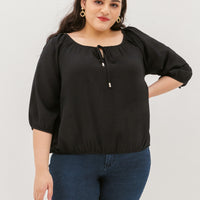 Delilah Tie Neck Blouse In Black