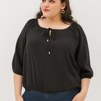 Delilah Tie Neck Blouse In Black