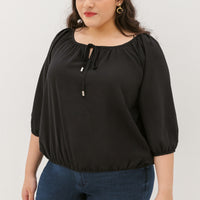 Delilah Tie Neck Blouse In Black