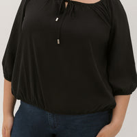 Delilah Tie Neck Blouse In Black