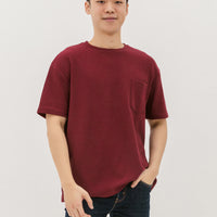 Kane Waffle Knit Pocket T-Shirt In Maroon