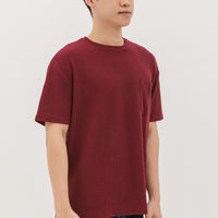 Kane Waffle Knit Pocket T-Shirt In Maroon