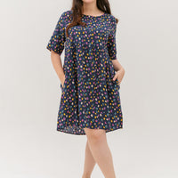 Denise Colourful Dots Dress In Blue