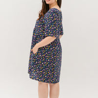 Denise Colourful Dots Dress In Blue