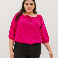 Delilah Tie Neck Blouse In Barbie Pink