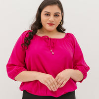 Delilah Tie Neck Blouse In Barbie Pink