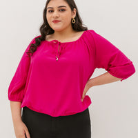 Delilah Tie Neck Blouse In Barbie Pink