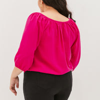 Delilah Tie Neck Blouse In Barbie Pink