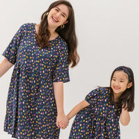 Denise Colourful Dots Dress In Blue
