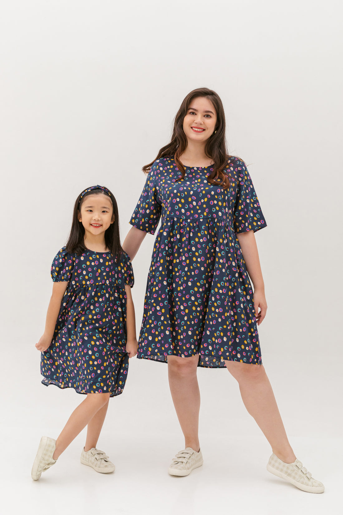 Danielle Colourful Dots Dress In Blue