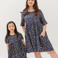 Denise Colourful Dots Dress In Blue