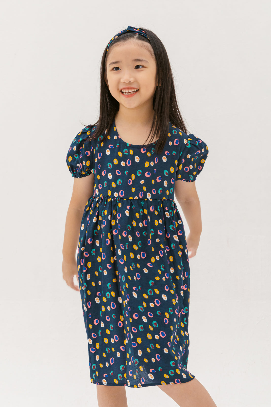 Danielle Colourful Dots Dress In Blue