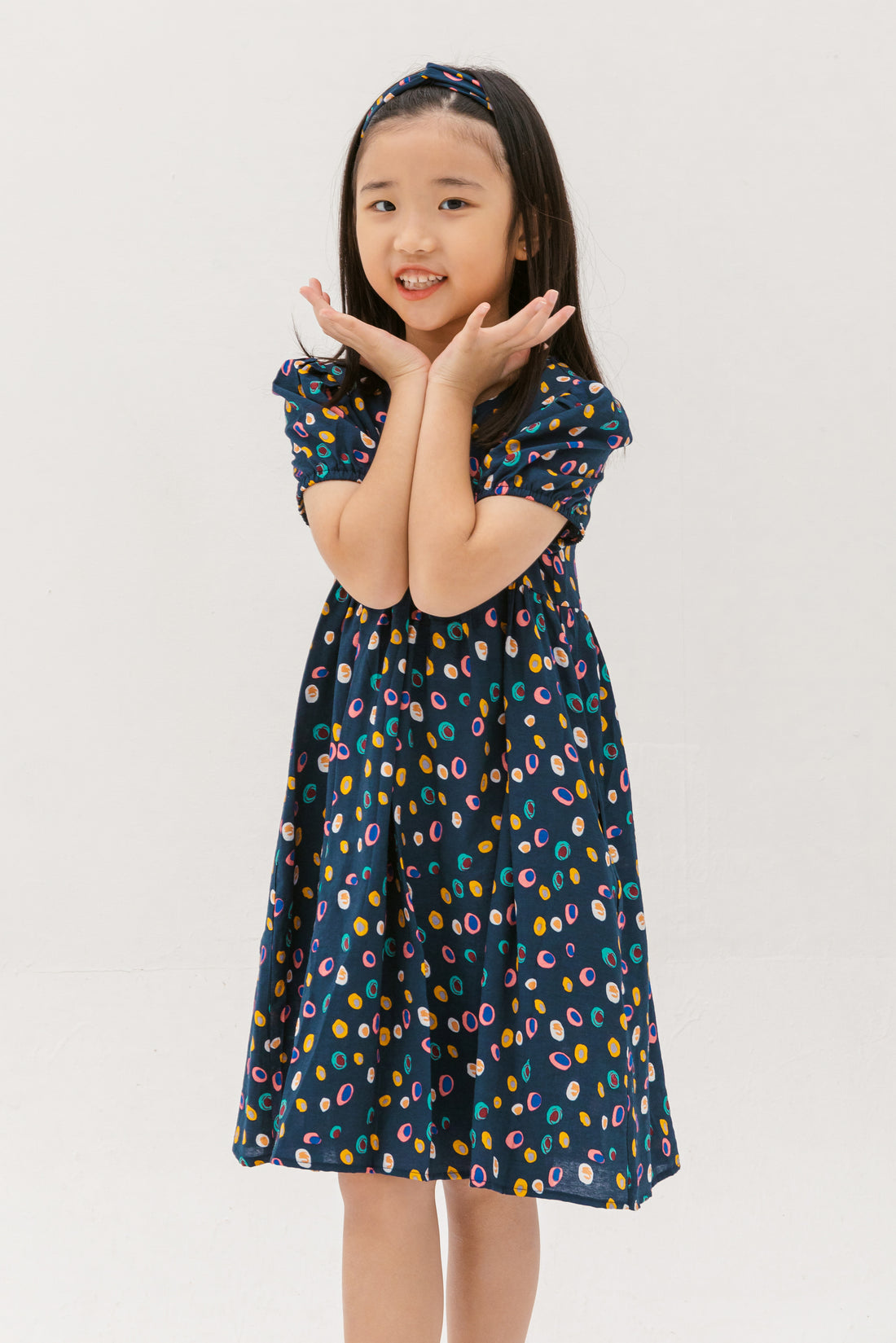 Danielle Colourful Dots Dress In Blue