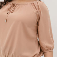 Delilah Tie Neck Blouse In Nude