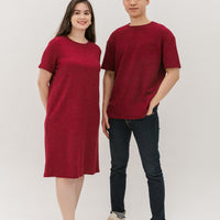 Kara Waffle Knit Midi Dress In Maroon
