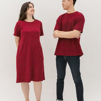 Kara Waffle Knit Midi Dress In Maroon