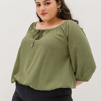 Delilah Tie Neck Blouse In Pear Green