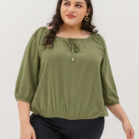 Delilah Tie Neck Blouse In Pear Green