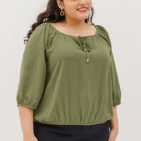 Delilah Tie Neck Blouse In Pear Green