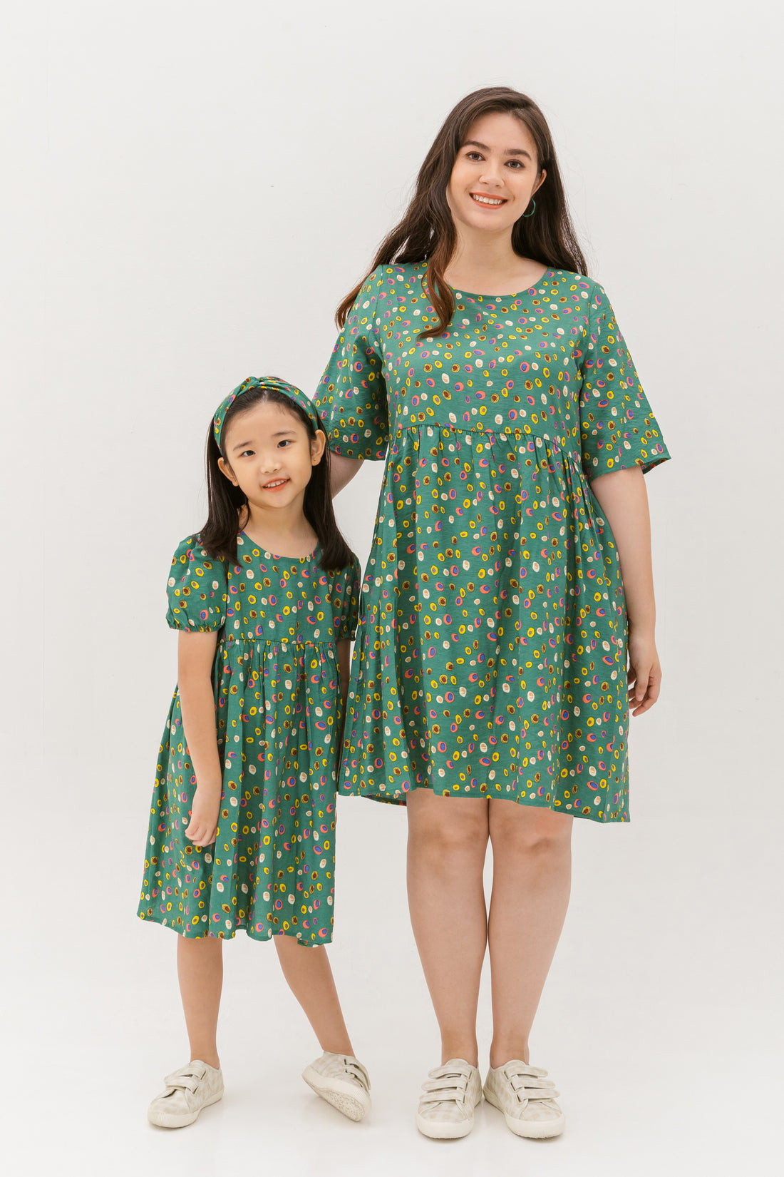 Danielle Colourful Dots Dress In Green