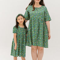 Denise Colourful Dots Dress In Green