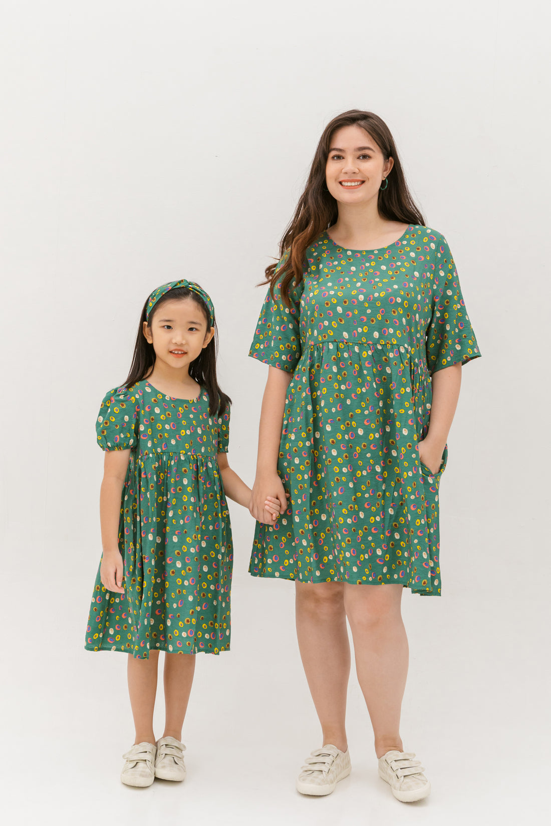 Danielle Colourful Dots Dress In Green