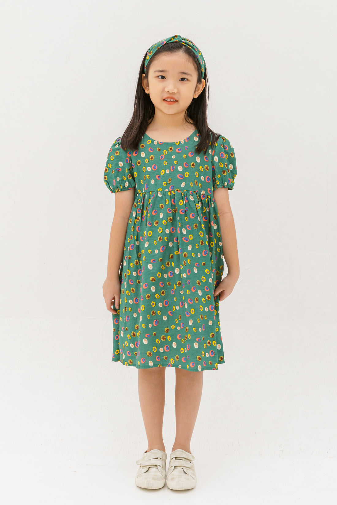 Danielle Colourful Dots Dress In Green