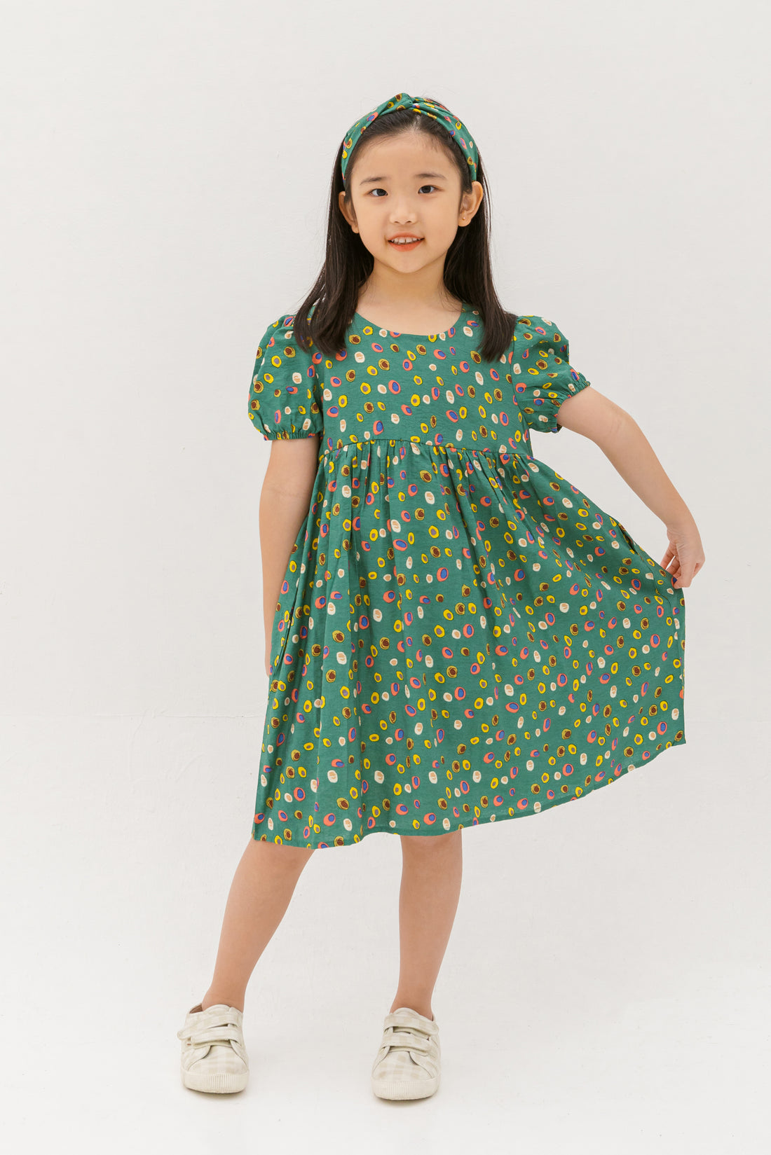 Danielle Colourful Dots Dress In Green