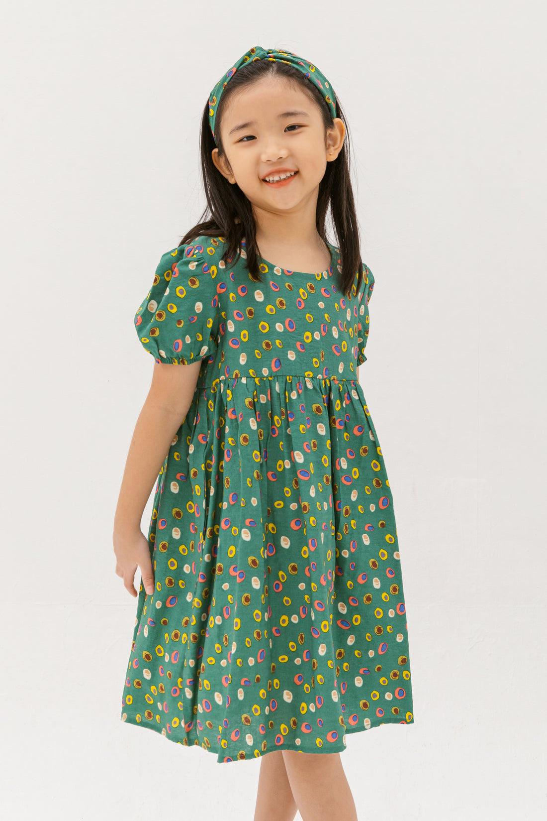 Danielle Colourful Dots Dress In Green