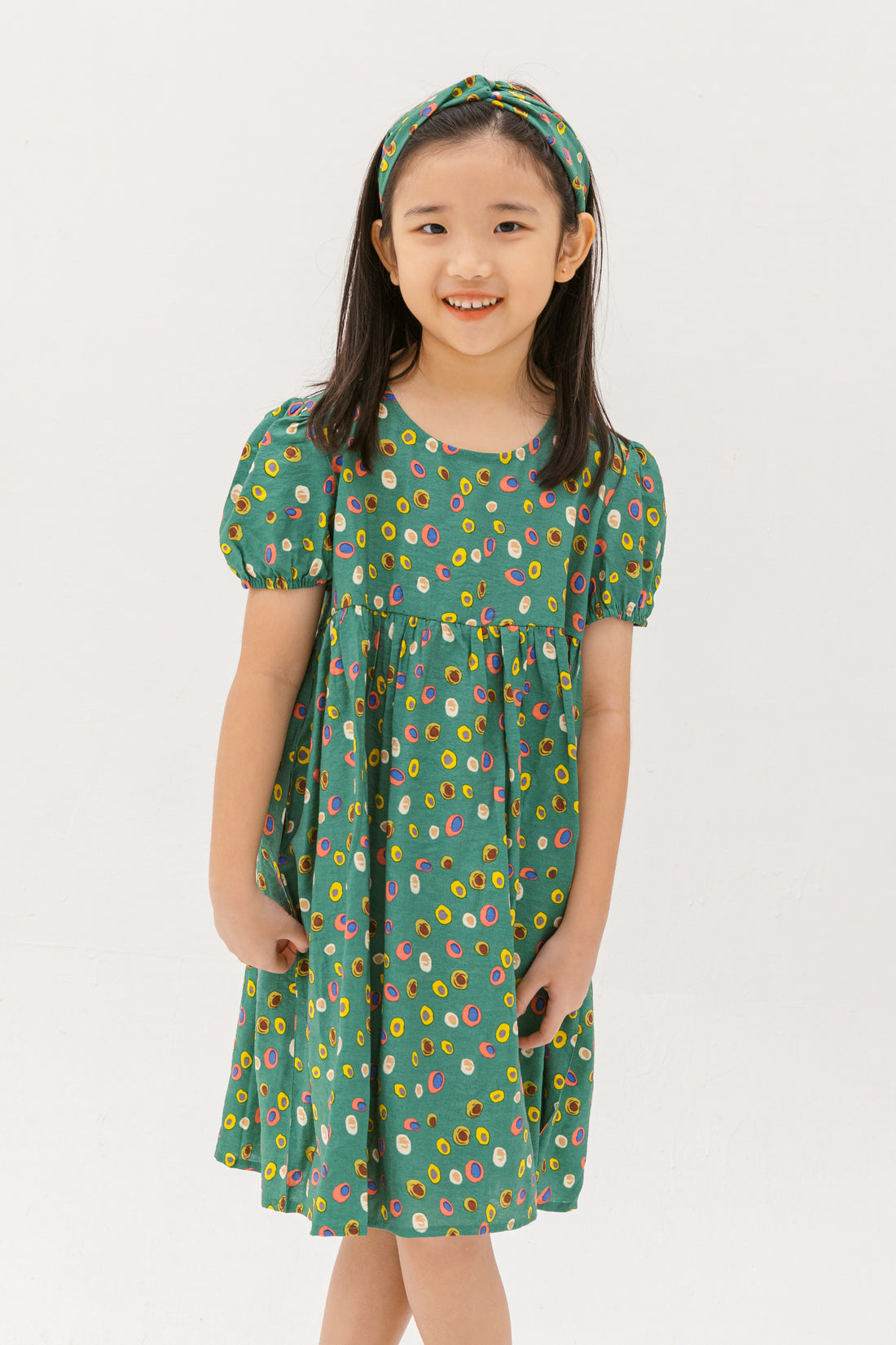 Danielle Colourful Dots Dress In Green