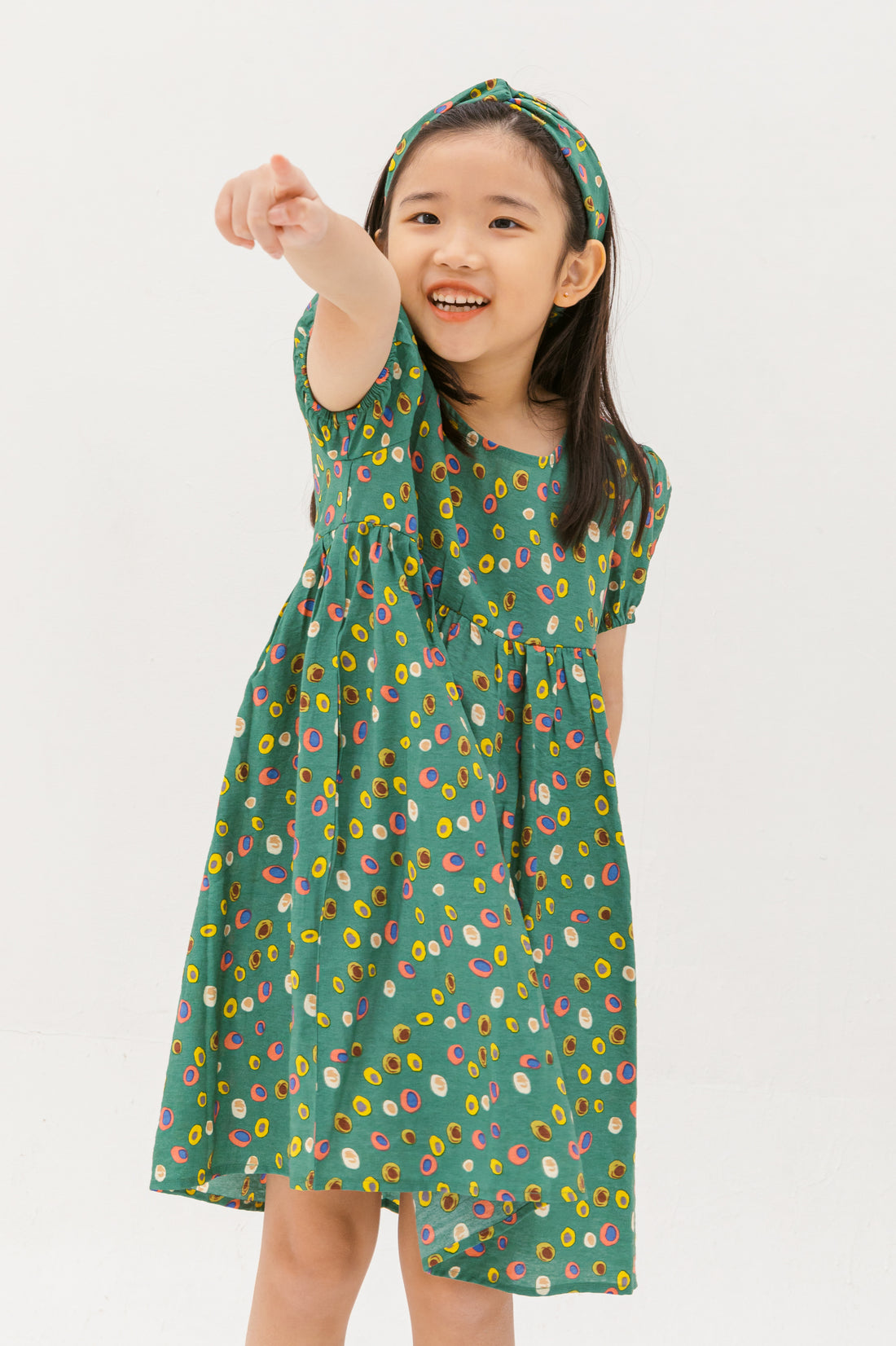 Danielle Colourful Dots Dress In Green