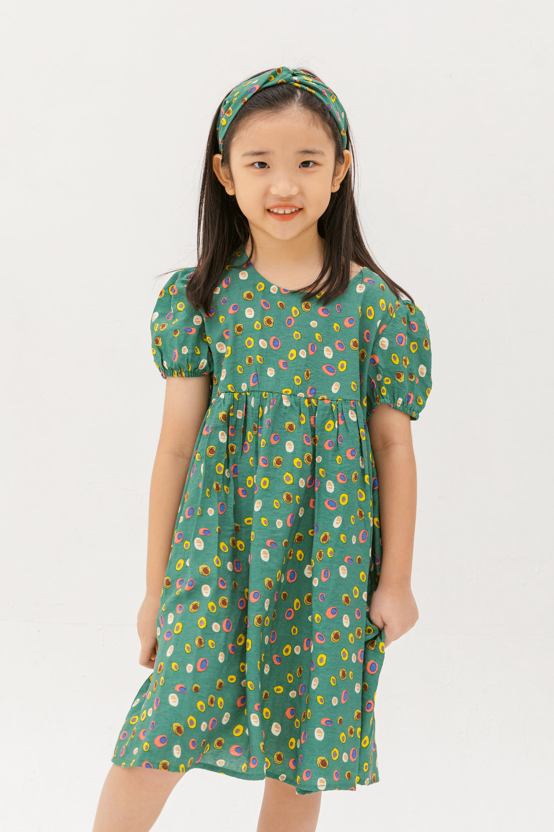 Danielle Colourful Dots Dress In Green