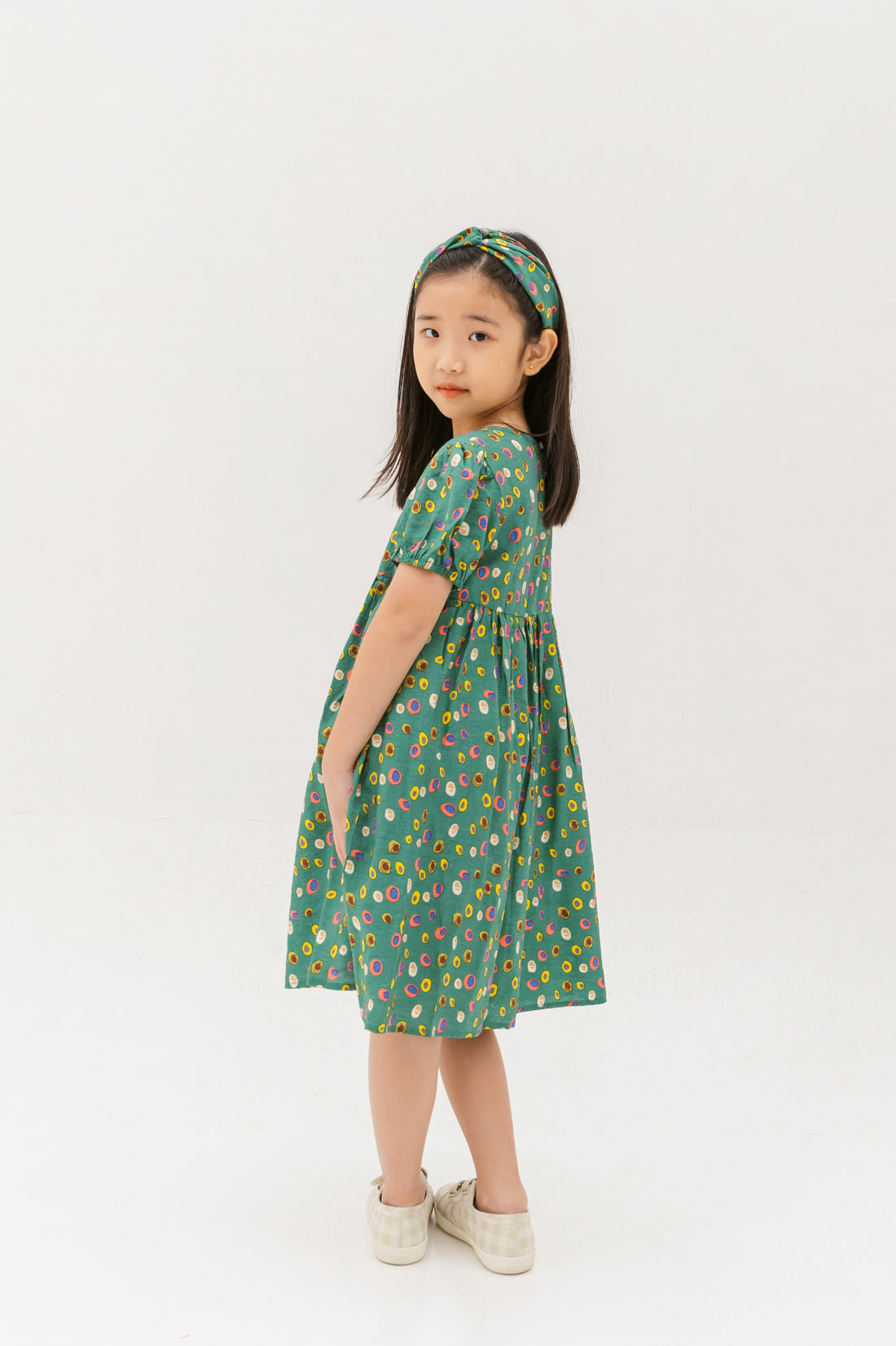 Danielle Colourful Dots Dress In Green