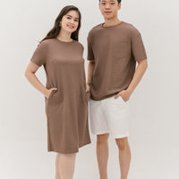 Kara Waffle Knit Midi Dress In Light Brown
