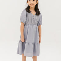 Caylee Embroidered Eyelet Dress In Grey
