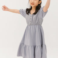 Caylee Embroidered Eyelet Dress In Grey
