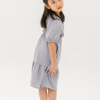 Caylee Embroidered Eyelet Dress In Grey